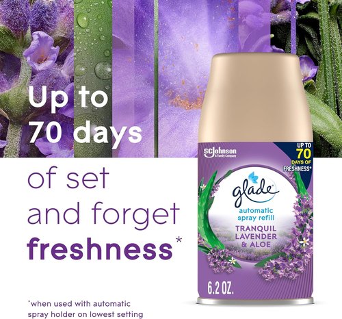 Glade Automatic Spray Refill - Tranquil Lavender & Aloe Air Freshener | 6.2 Oz, 3 Count for Home & Bathroom