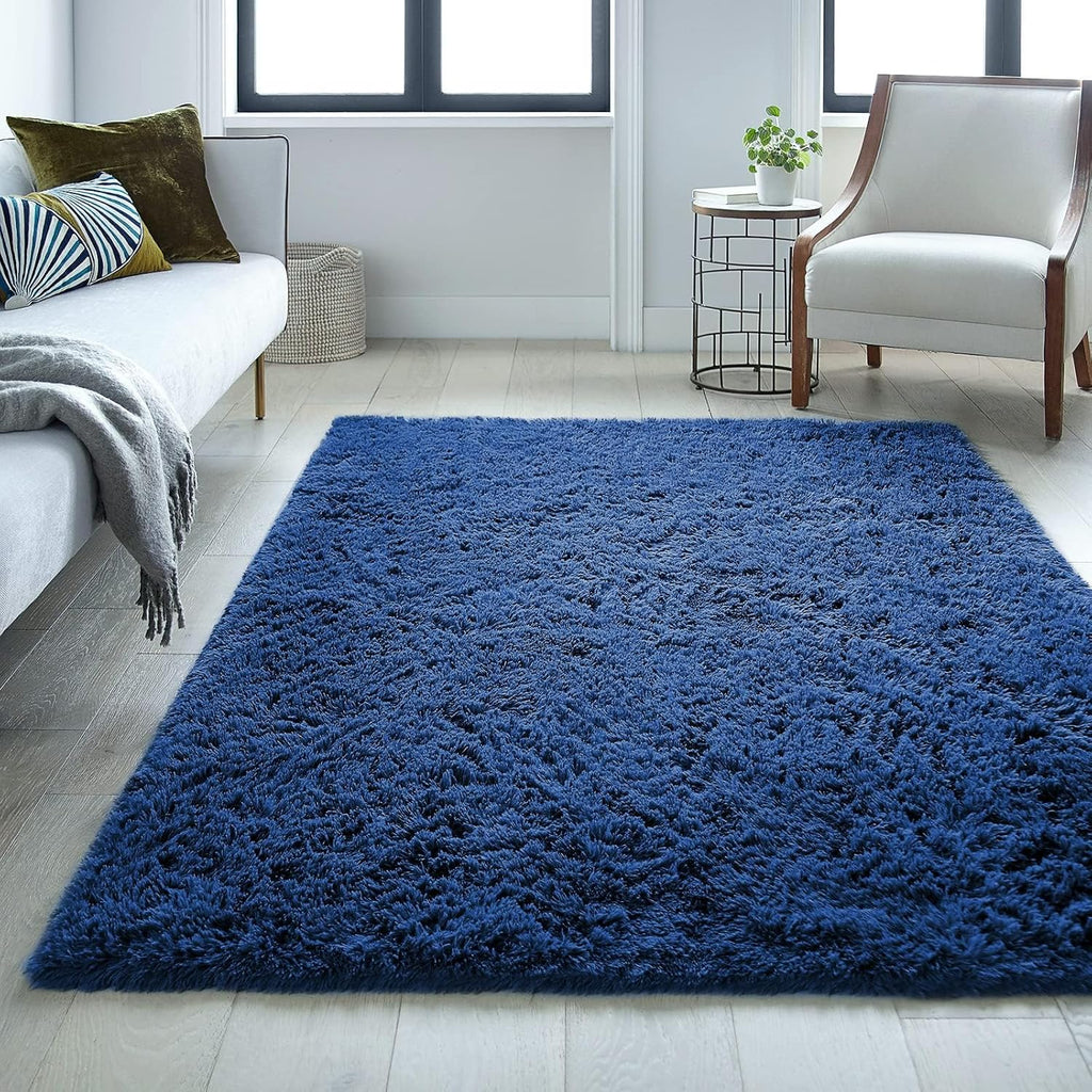 Ophanie 5x8 Blue Area Rug - Soft Plush Shaggy Carpet for Living Room & Kids' Nursery Decor
