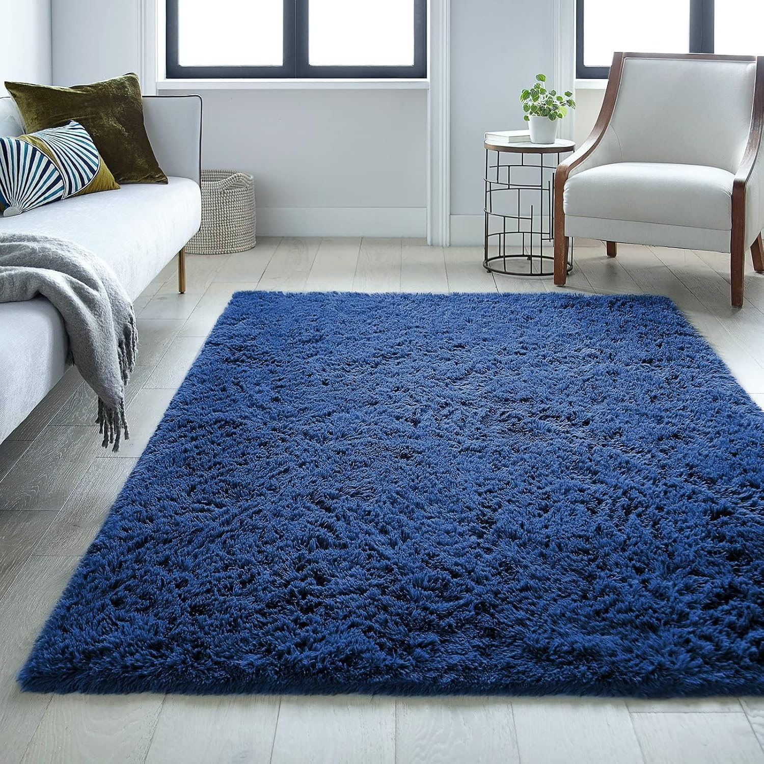 Ophanie 5x8 Blue Area Rug - Soft Plush Shaggy Carpet for Living Room & Kids' Nursery Decor