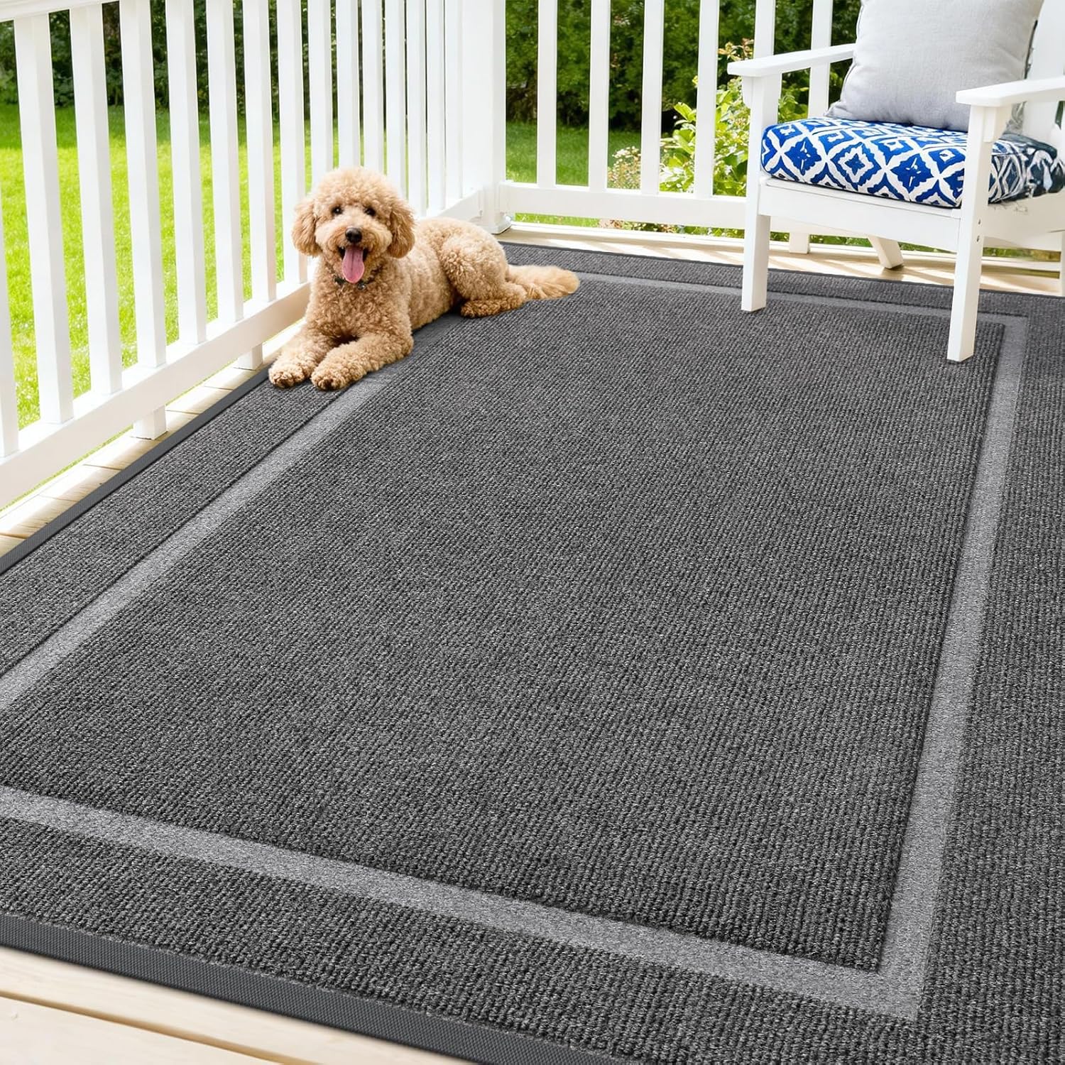 OLANLY Waterproof Front Door Mat - All-Season, Fade Resistant, Easy Clean | 71x47, Dark Grey