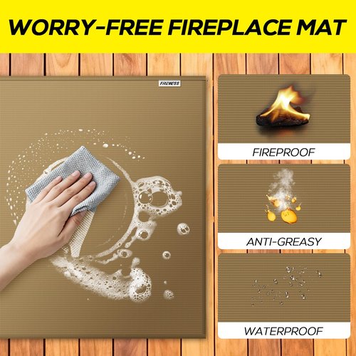 Hearth Rugs for Fireplaces Fire Resistant,42x24 inches Fireproof Fireplace Mat Hearth Area Rug, Fire Retardant Hearth Pad for Wood Stove Fireplace Brown
