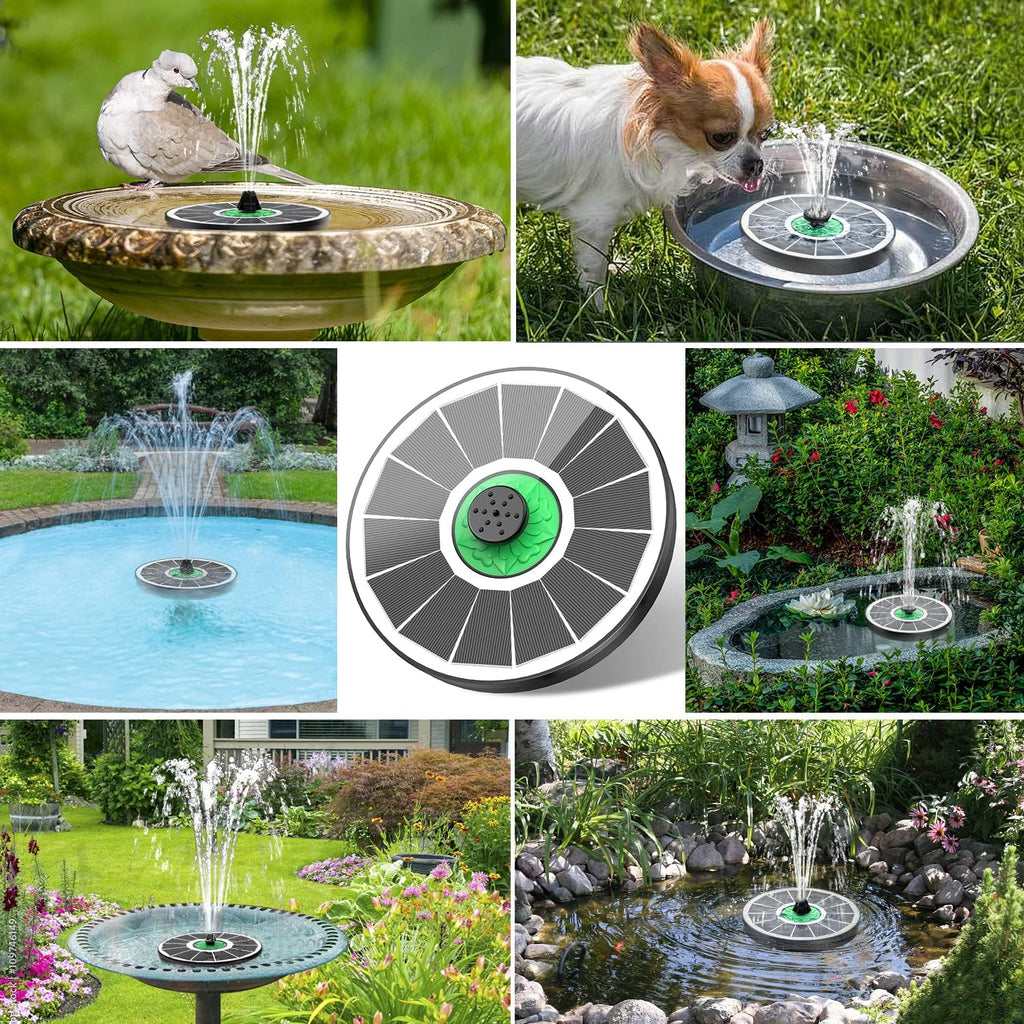 Yzert Solar Fountain - Eco-Friendly Bird Bath Water Feature with 4 Fixed Rods & 7 Nozzles | Green Flower Design