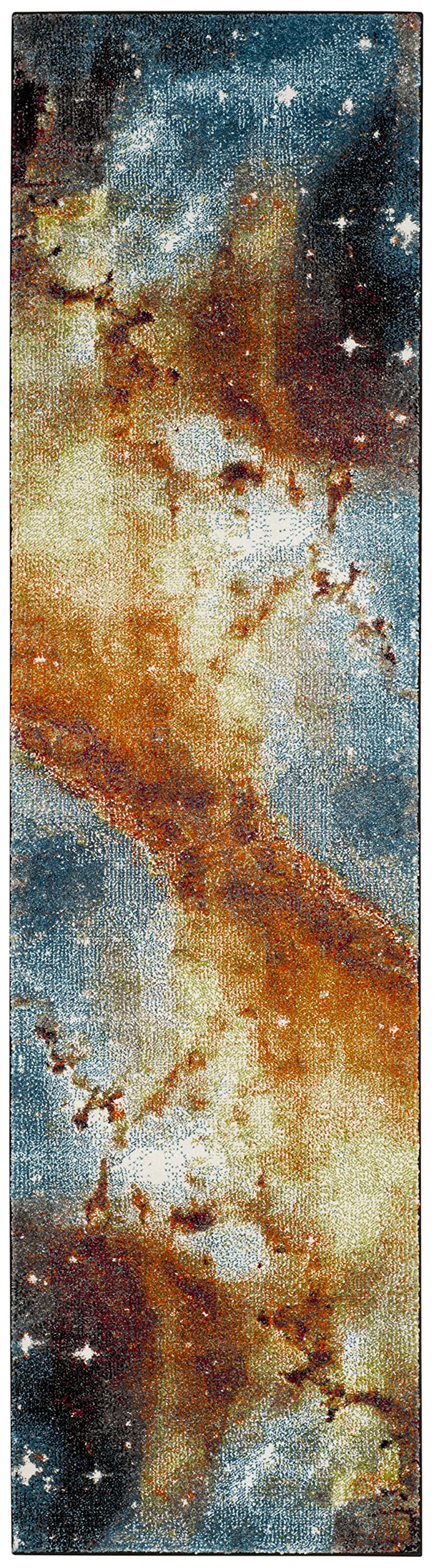 SAFAVIEH Galaxy Collection Runner Rug - 2'3" x 6', Orange & Multi, Abstract Design, Non-Shedding & Easy Care, Ideal for High Traffic Areas in Living Room, Bedroom (GAL109D)