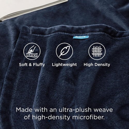 Bedsure GentleSoft Fleece Throw Blanket - XL Navy Plush & Cozy 300GSM for Bed, Sofa, Travel | 50x70 Inches