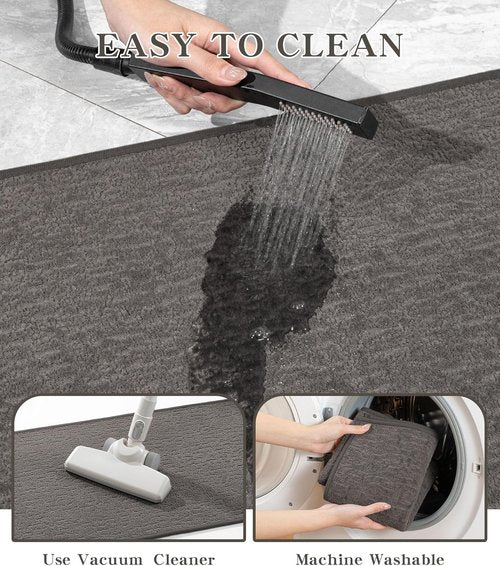 Chakme Ultra Thin Non-Slip Bathroom Rug Mat | Quick Dry Absorbent 24"x17" - Grey