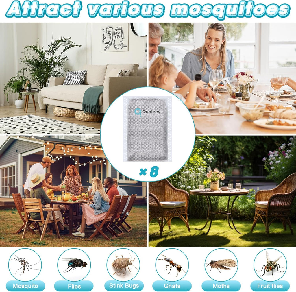 Qualirey Mosquito Attractant - 8 Pack Bug Zapper Bait Refill for Indoor & Outdoor Traps | Safe & Long Lasting