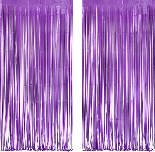 GREATRIL Purple Tinsel Fringe Party Backdrop - Perfect for Lavender & Mermaid Birthday Decor - 3.2ft X 8.2ft | 2 Packs