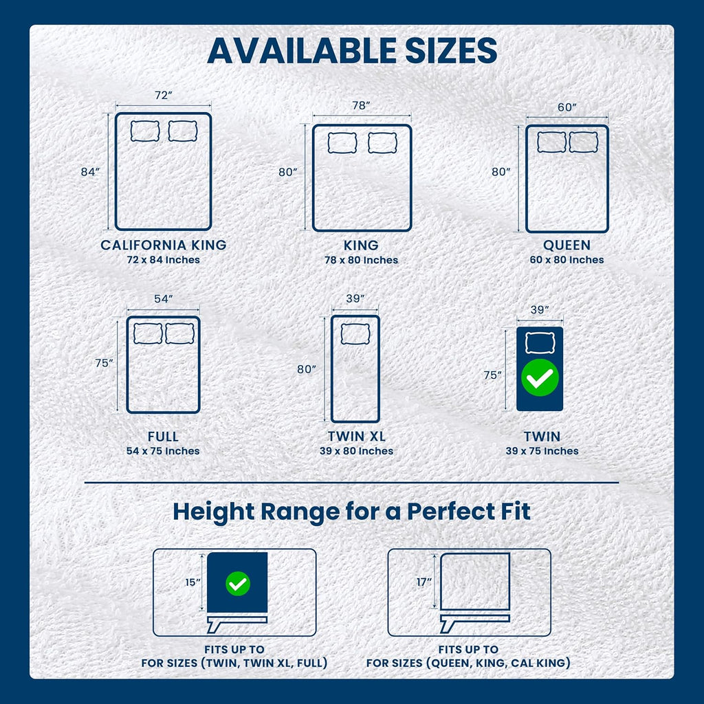 Utopia Bedding Twin Size Mattress Protector - Waterproof Terry Cover with Deep Pockets, Soft & Breathable (White)
