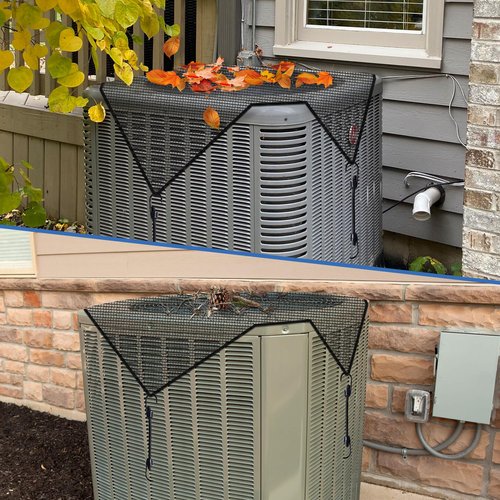 ECOOPTS 36"x36" Air Conditioner Top Mesh Cover with Bungee Cords and Leaf Guard