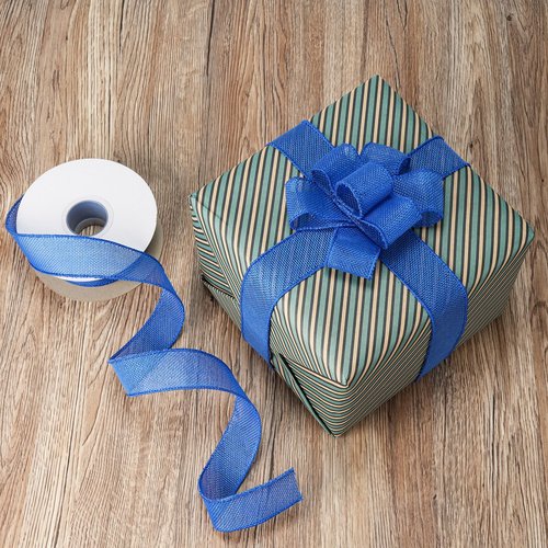 SDZMDL Burlap Wired Ribbon 1-1/2 Inchx20 Yards, Ribbon with Wire Edge for Valentine's Day Big Bow, Wreath, Tree Decoration.(Royal Blue)