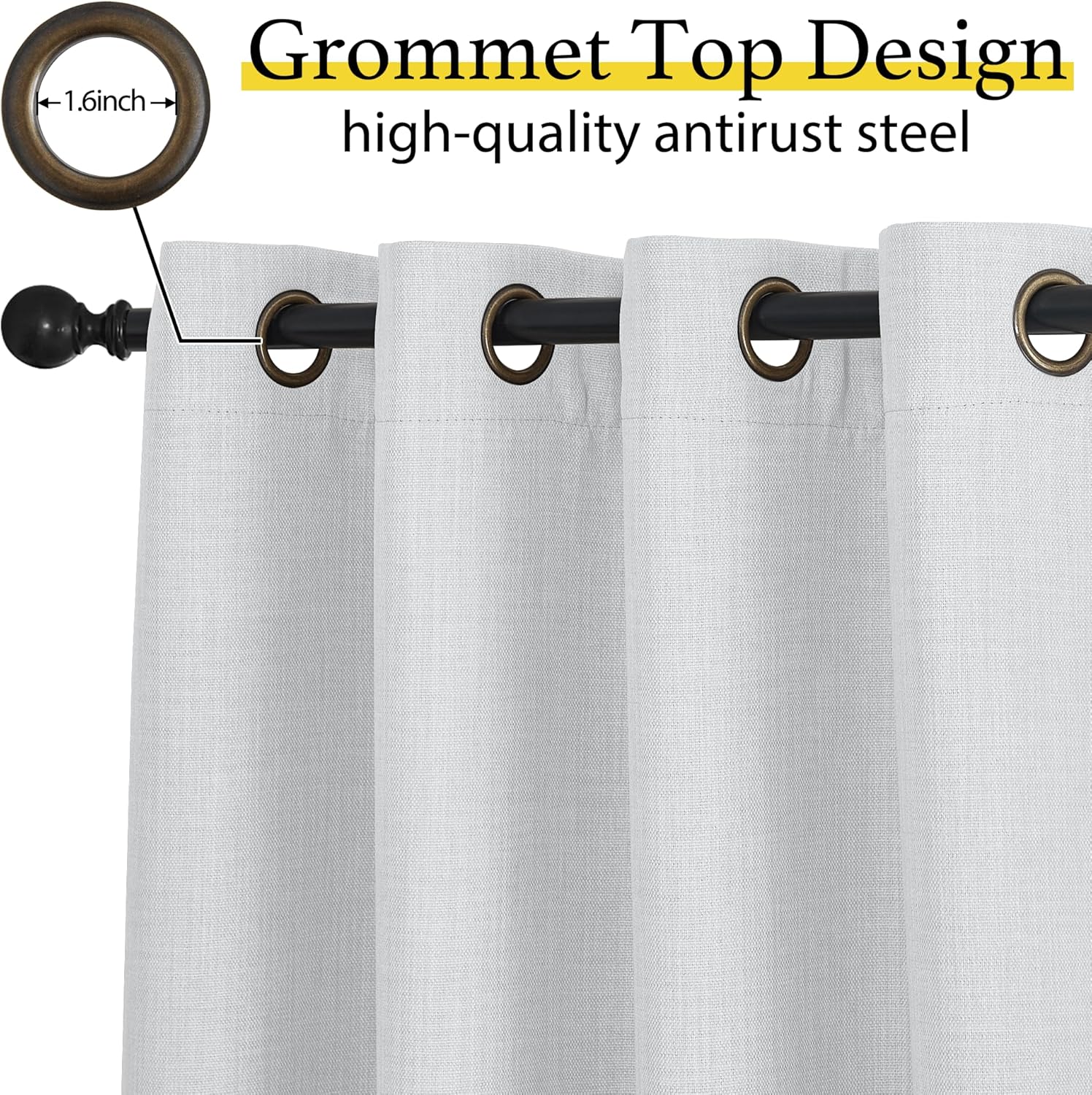 NICETOWN Blackout Curtains - Thermal Insulated Grommet Valances for Kitchen | 34" Wide x 30" Long, Greyish White