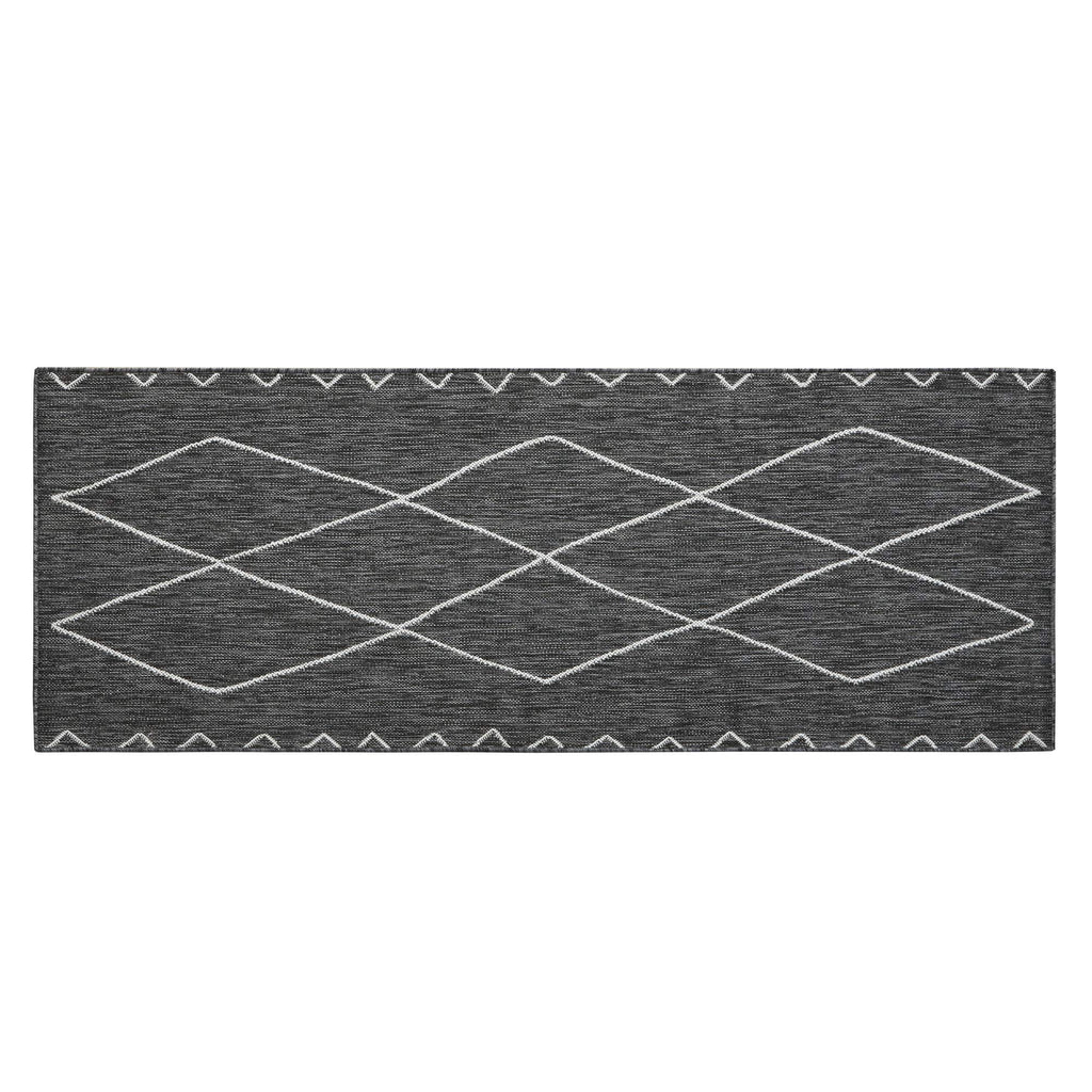 Madison Park Darya Woven Turkish Indoor/Outdoor Area -Rug for Backyard, Geo Moroccan, Home Décor, Weather Resistant Floor Mat, Easy to Clean Patio -Rugs, Deck Carpets, 7'11" x 10', Grey/White