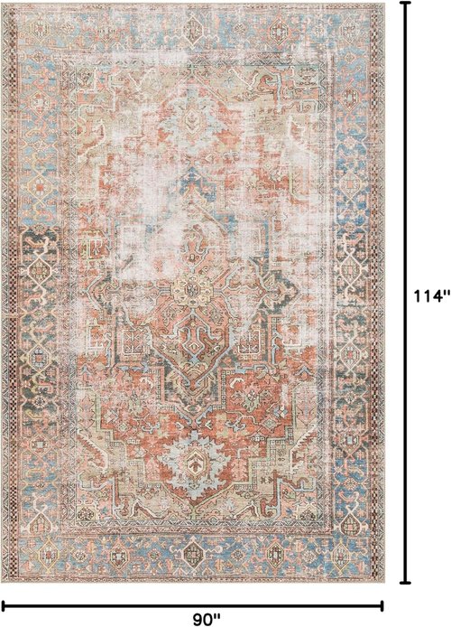Loloi Loren Collection Area Rug - Terracotta/Sky | 7'6" x 9'6" for Stylish Home Decor