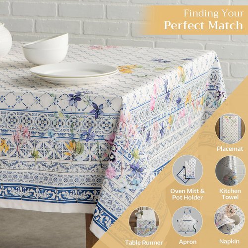 Maison d' Hermine Table Cloth Rectangle Table 100% Cotton 70 x 120 Inches Tablecloth Reusable Decorative for Dining Kitchen Room Farmhouse Home Easter Decorations Spring Summer - Faience