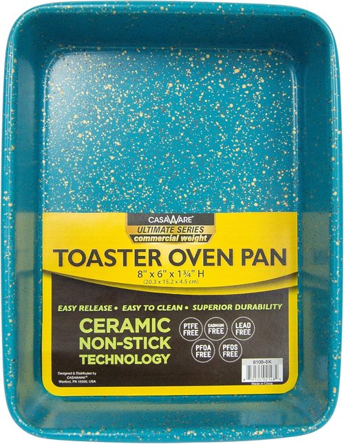 CasaWare 3pc Ultimate Series Toaster Oven Bakeware Set - Durable Blue Granite Finish