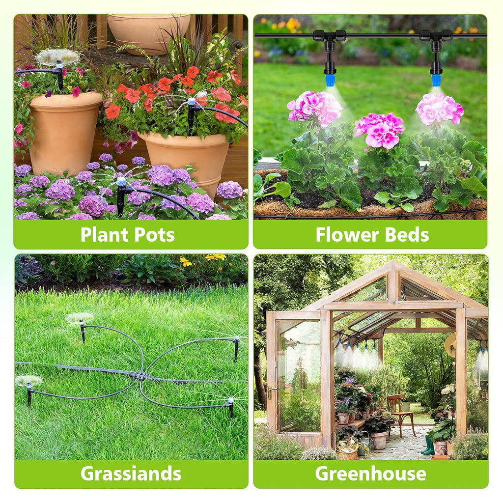 Quick-Connect Drip Irrigation System Kit by [Brand Name] - 230FT Automatic Garden Watering for Greenhouse & Lawn