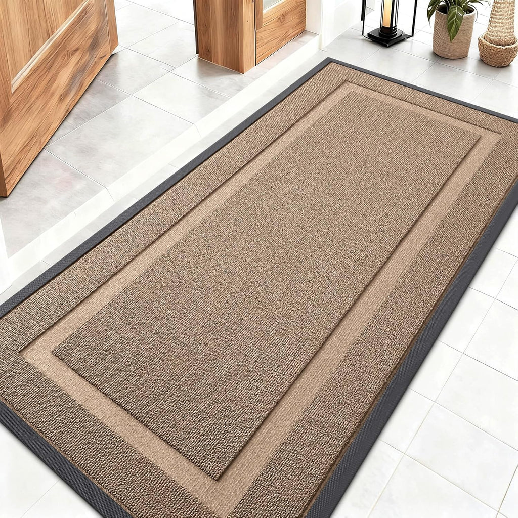 OLANLY Indoor Outdoor Front Door Mat - Waterproof All-Weather Doormat, Easy Clean, 47x23 Mocha