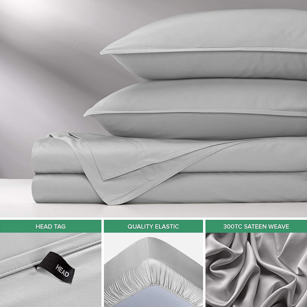 Pure Bamboo Short Queen Sheets - 100% Organic Viscose Bed Set, Soft & Cooling | 60"x75", Silver Pearl