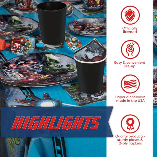 Avengers Plates and Napkins for 16 Guests | Avengers Birthday Decorations for Superhero Party | Officially Licensed