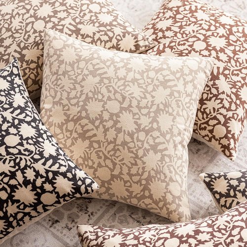 Foindtower Decorative Floral Throw Pillow Covers - Set of 2 | Boho Accent Cushions for Home Decor, 18x18 Inch, Light Orange Brown