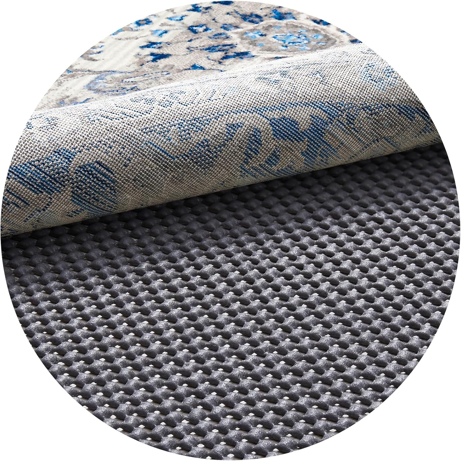Veken Non-Slip Rug Pad Gripper - 4 Ft Thick Dark Grey Circle Mat for Hardwood & Tile Floors
