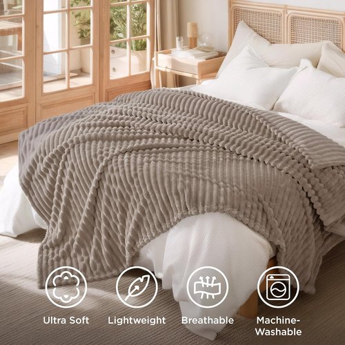 Bedsure GentleSoft Light Brown Fleece Blanket - Cozy, Soft Couch Throw for Women | 108x90 Inches