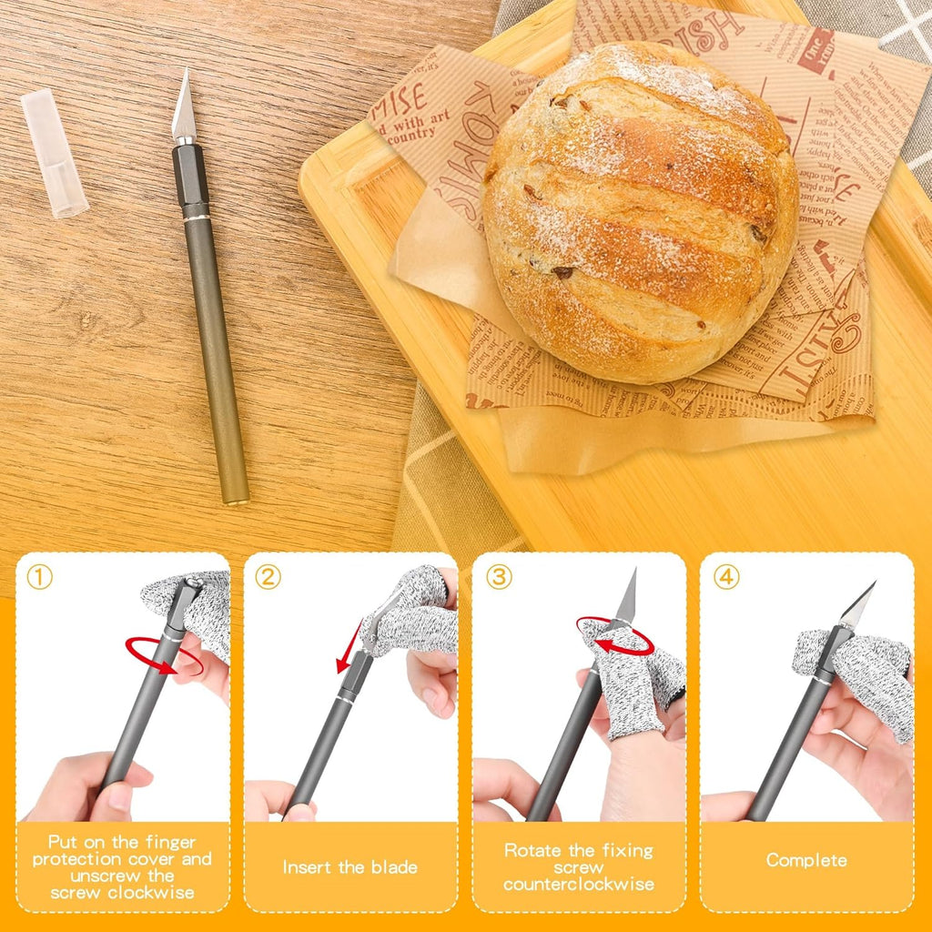 Skiennix Bread Lame - Professional Sourdough Scoring Tool with 10 Blades & Ergonomic Handle | Safety Cover Included