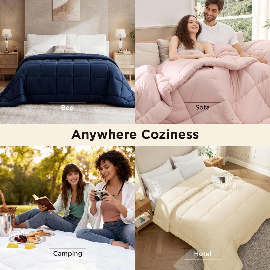 Bedsure Comforter Duvet Insert - Oversized Queen Size All-Season Down Alternative Bedding, Grey 98 x 98 Inches