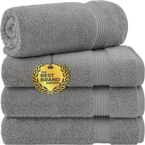 Cotton Paradise Extra Large Soft Plush Turkish Bath Towels Set - 4 Piece in Light Grey