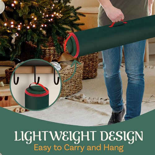 Elf Stor Wrapping Paper Storage Bags - Durable Zippered Canvas Totes for 40-Inch Rolls | Set of 2 (Green)