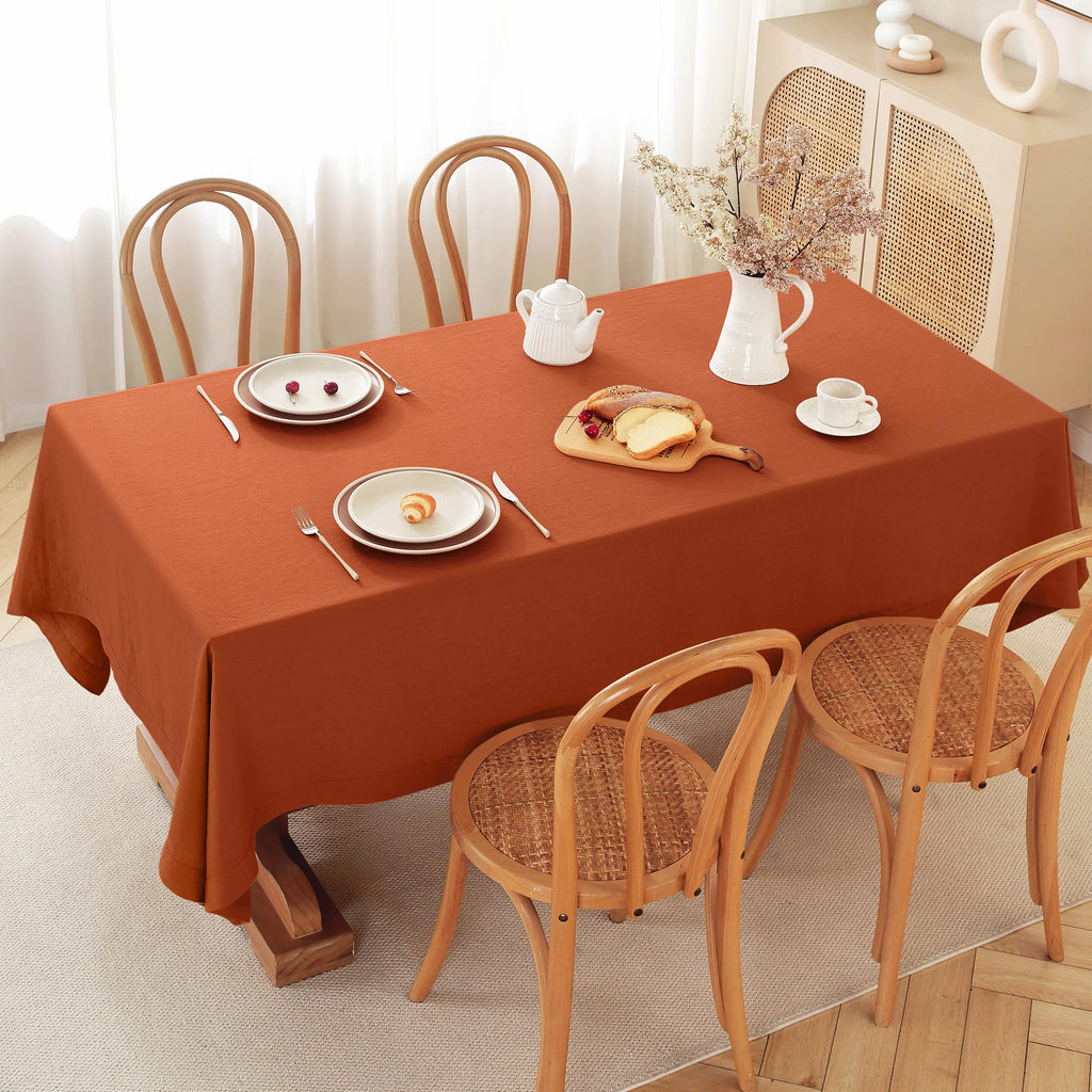 TRITON LINEN 100% Pure Linen Tablecloths 60x90Inches,Rectangle Table Cloth for Dining,Picnic,Weddings and Restaurants,Durable Stonewashed Tablecloths (Re-Caramel, Rectangle - 60 x 90 Inch)
