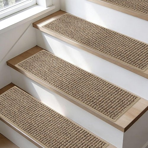 BEQHAUSE Non-Slip Carpet Stair Treads - Machine Washable for Kids & Pets | 28"x9", Taupe, 15pcs
