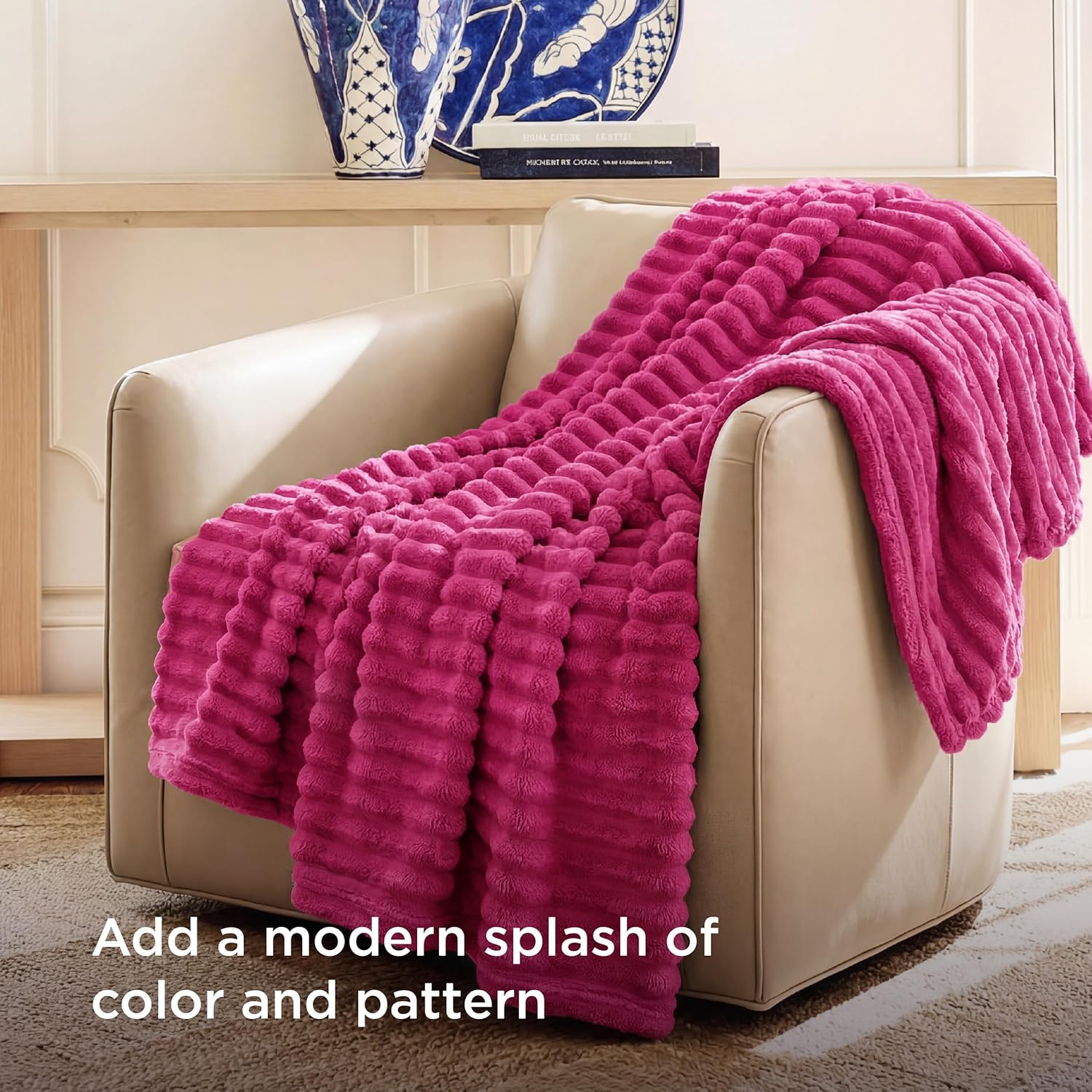 Bedsure GentleSoft Fleece Blanket - Cozy Hot Pink Throw for Couch, Perfect Size 50x70 Inches