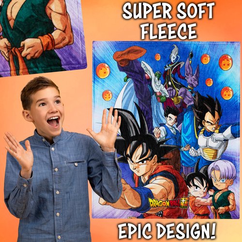 Dragon Ball Z Throw Blanket for Boys, 51x59 in, Goku Anime Fleece Blanket, Throws for Couch, Bed, Sofa, Room Essentials, Gifts for Boys