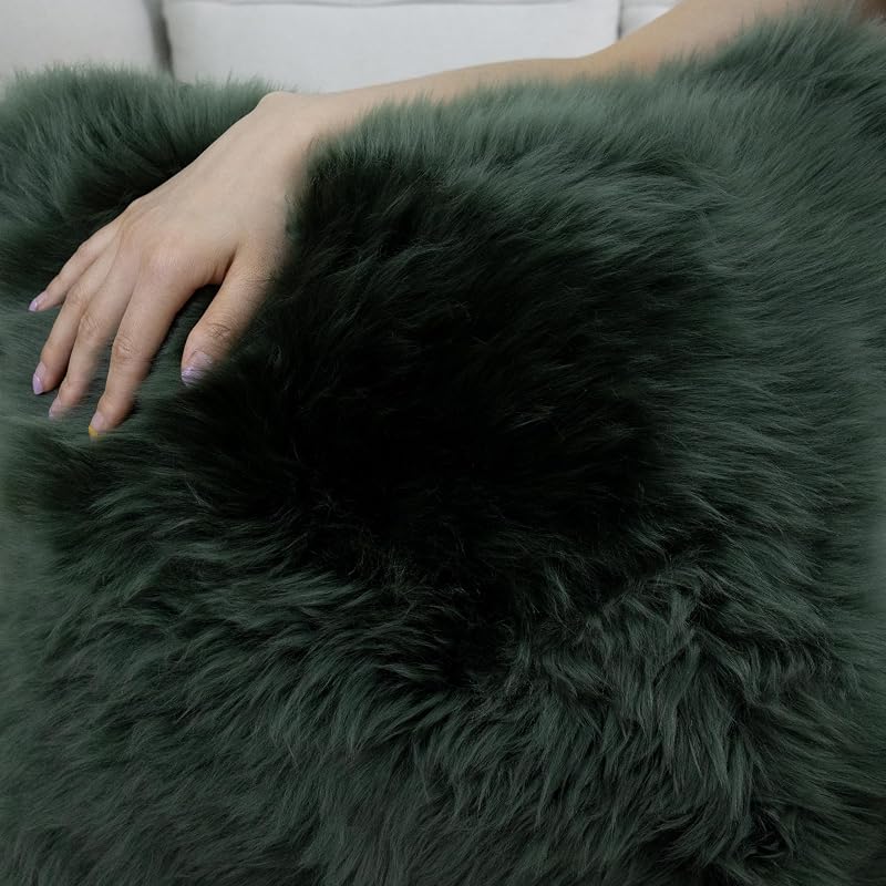 Forest Green 18x18 Luxury Sheepskin Cushion Cover - Faux Fur Pillow Case, 1pc (Variation of THIS listing)