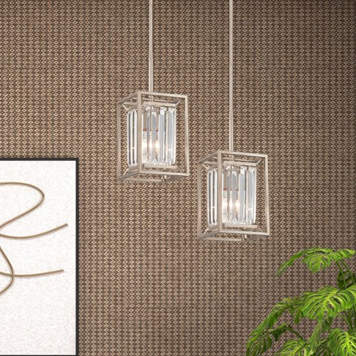 Designers Fountain Linares 1-Light Mini Pendant Light Fixture, Aged Platinum, 87430-AP