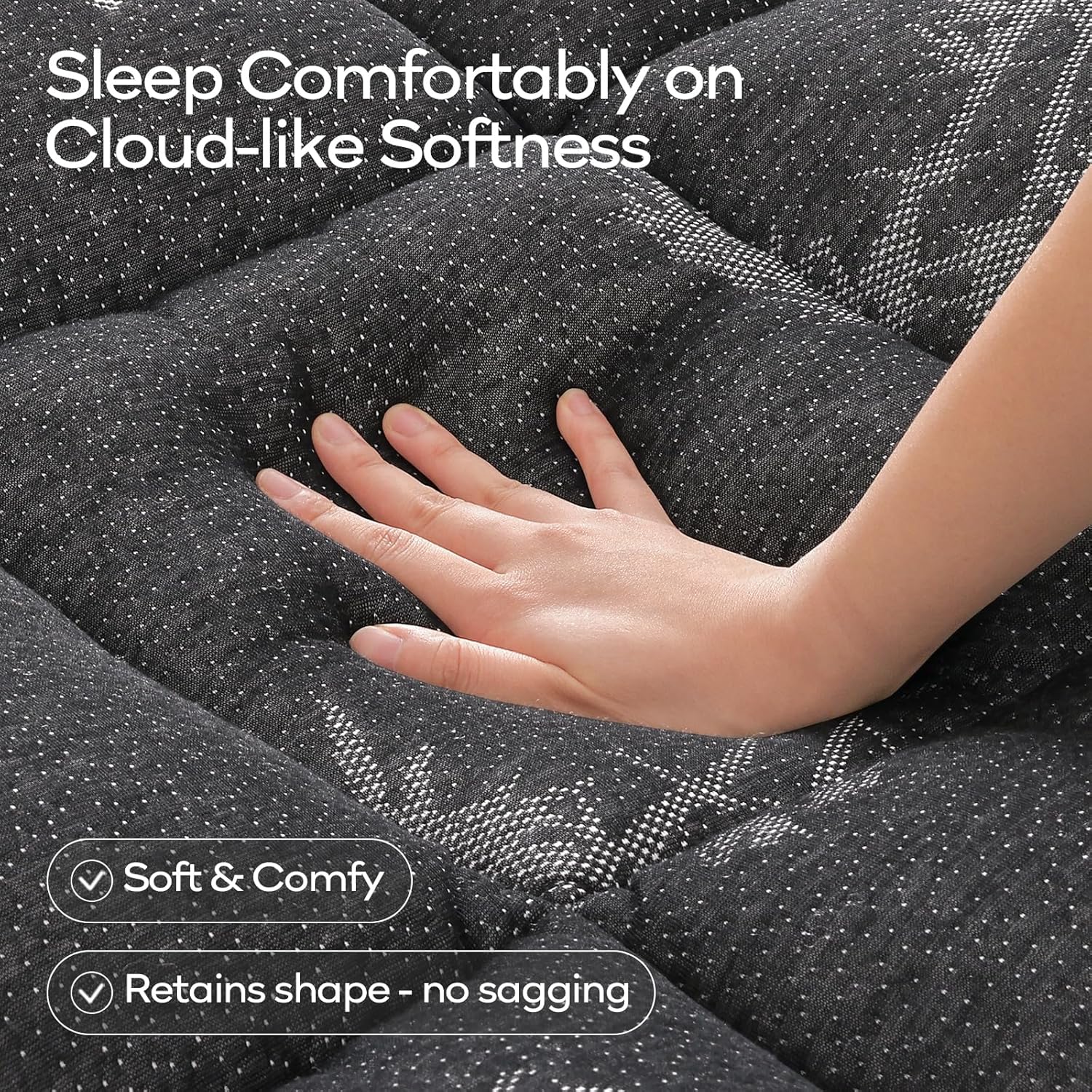 OLANLY Queen Mattress Topper - Cooling Bamboo Viscose Pillow Top for Back Pain Relief | Plush Dark Gray