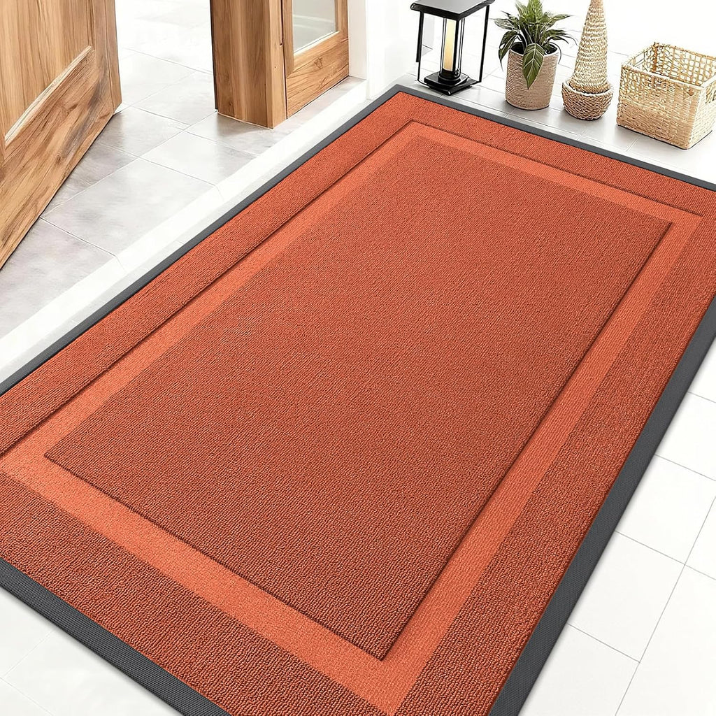 OLANLY Waterproof Front Door Mat - All-Season Indoor/Outdoor Doormat, Easy Clean, 47x32, Vermillion Red