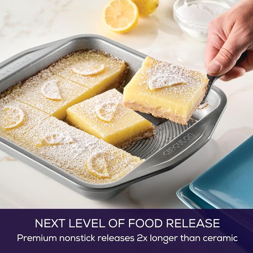 Circulon 51135 Nonstick Baking Pan - 9 Inch Square Cake Pan in Gray for Effortless Baking