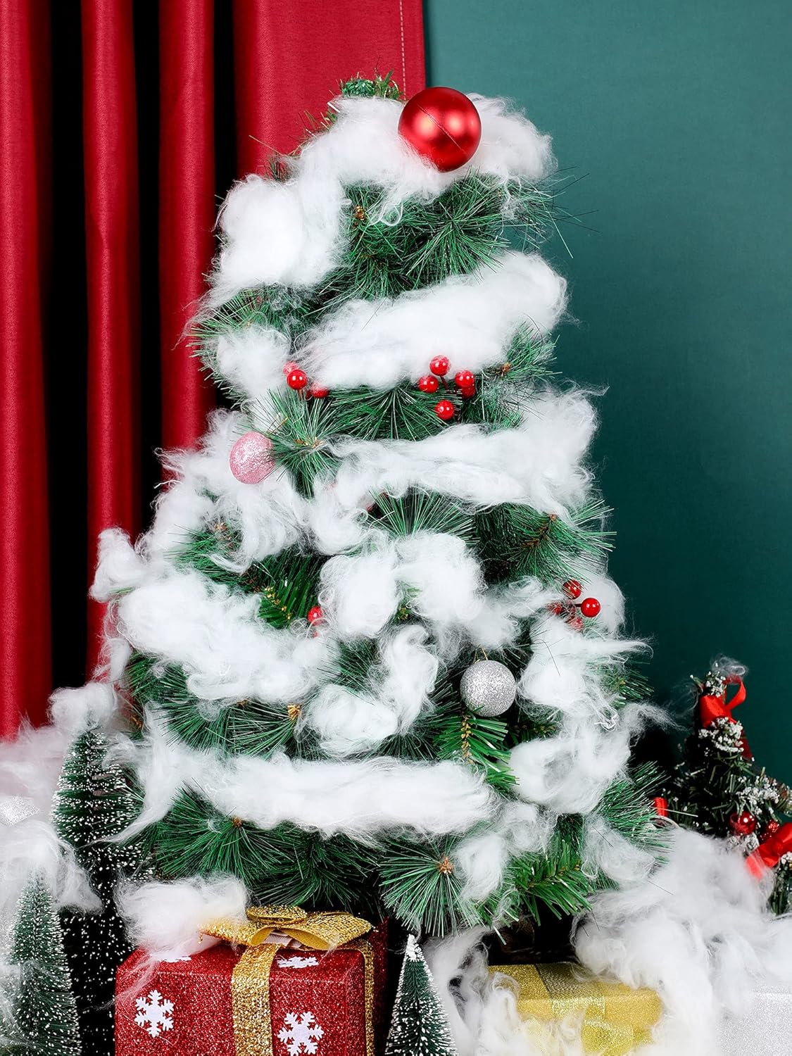 Riakrum Fake Snow Decor - Fluffy Artificial Snow Cotton for Winter Mantle | 120g Indoor Decoration