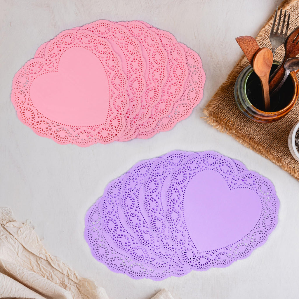 Gift Boutique 10 Inch Heart Doilies, 100 Count Large Valentine Paper Doily Set in Red Pink White & Purple for Table Décor and Crafts