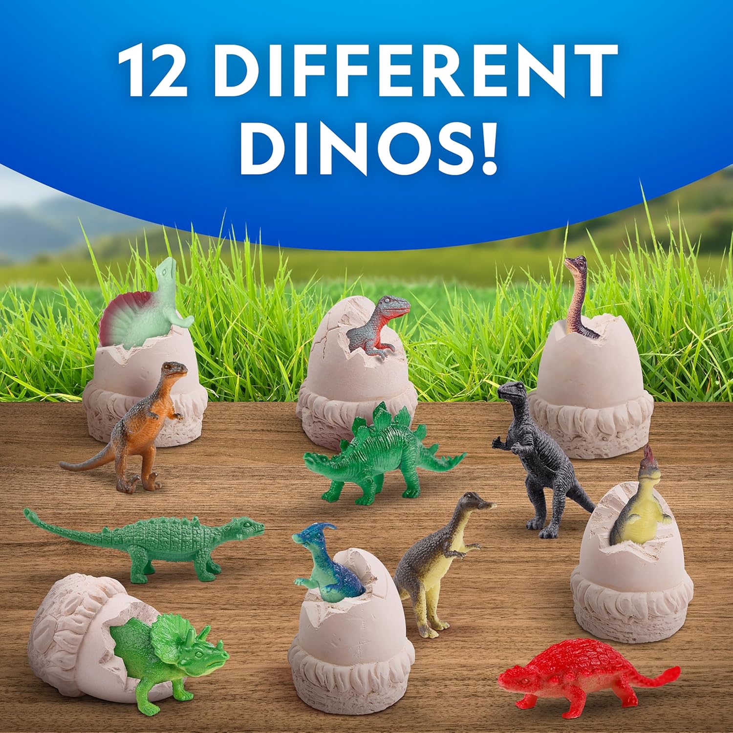 National Geographic Dinosaur Dig Kit - 12 Dino Shaped Bricks with Figures & Excavation Tools | STEM Toy for Kids