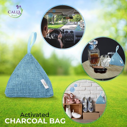 4 Pack Bamboo Charcoal Air Purifier Bags 200 Grams Each - Activated Charcoal Odor Absorber for Car, Pets & Closet - Natural Freshener for Home, Eco-Friendly & Reusable Charcoal Bags (Designer Colors)