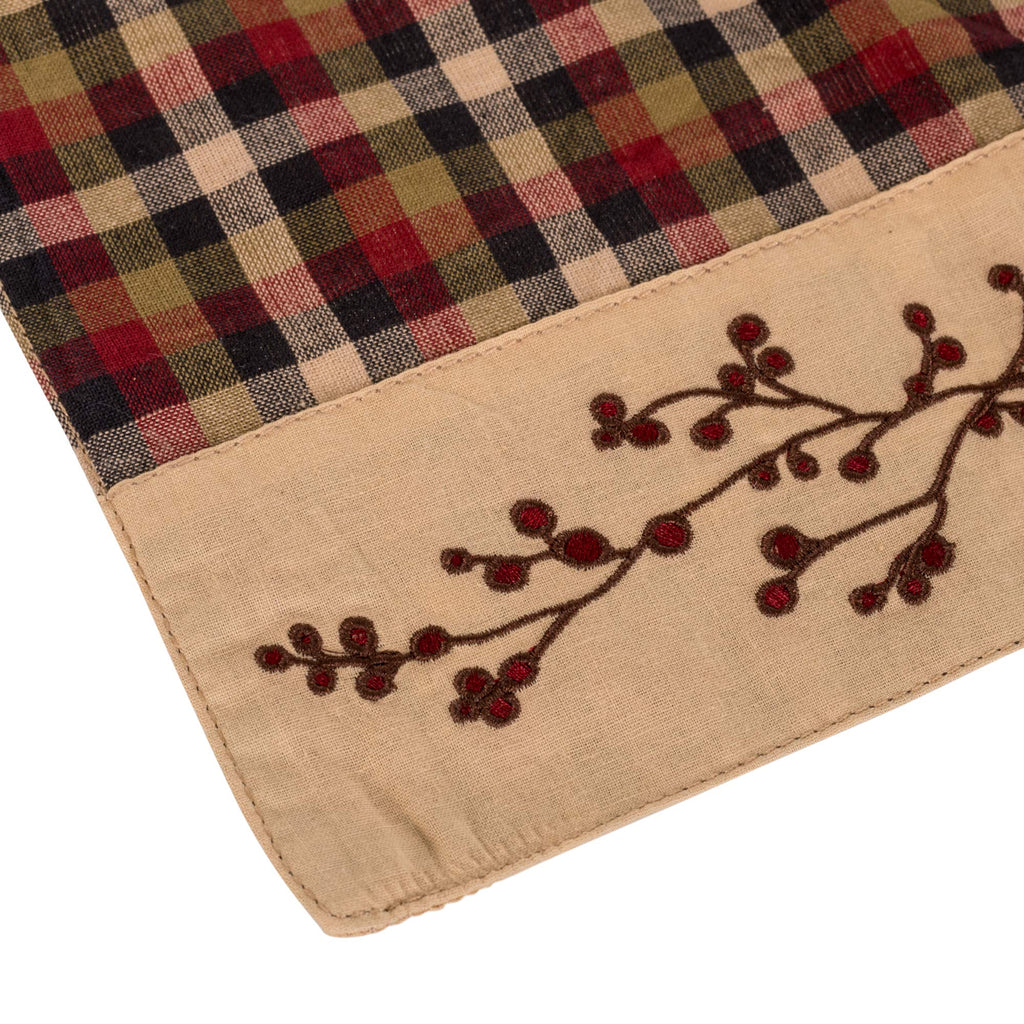 The Country House Lancaster Berry Edged Black Plaid 19 x 13 Cotton Fabric Placemats Pack of 4