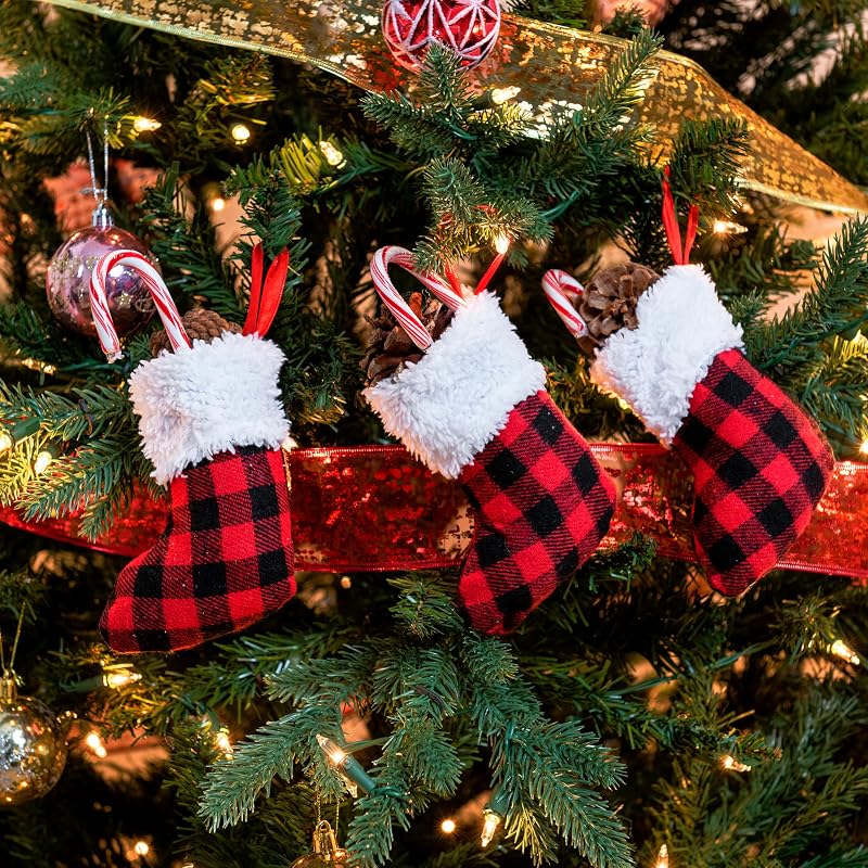 Variation of THIS listing: 24 5" Mini Christmas Stockings in Red Plaid – Set of 24