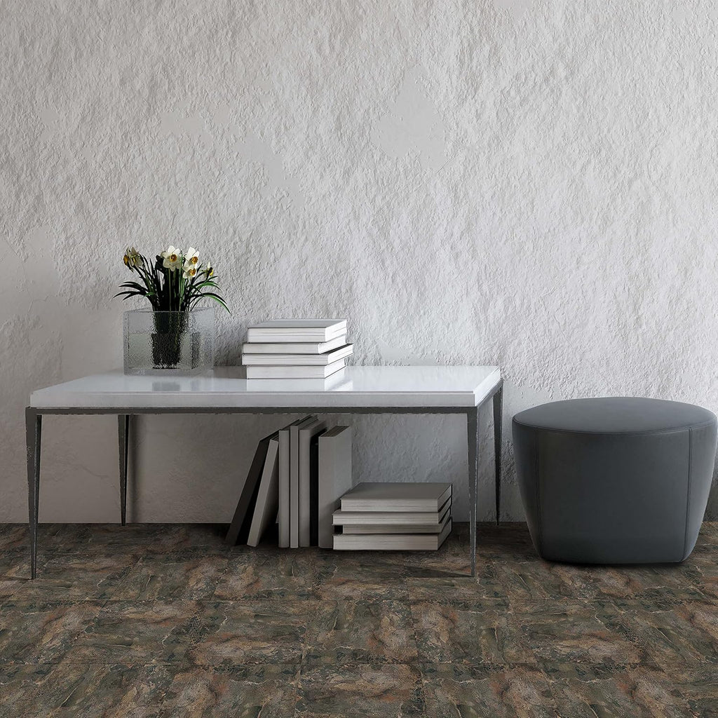 Nexus Self-Adhesive Vinyl Floor Tiles - Dark Slate Marble, 12" x 12", 20 Tiles | Easy Peel & Stick DIY Flooring