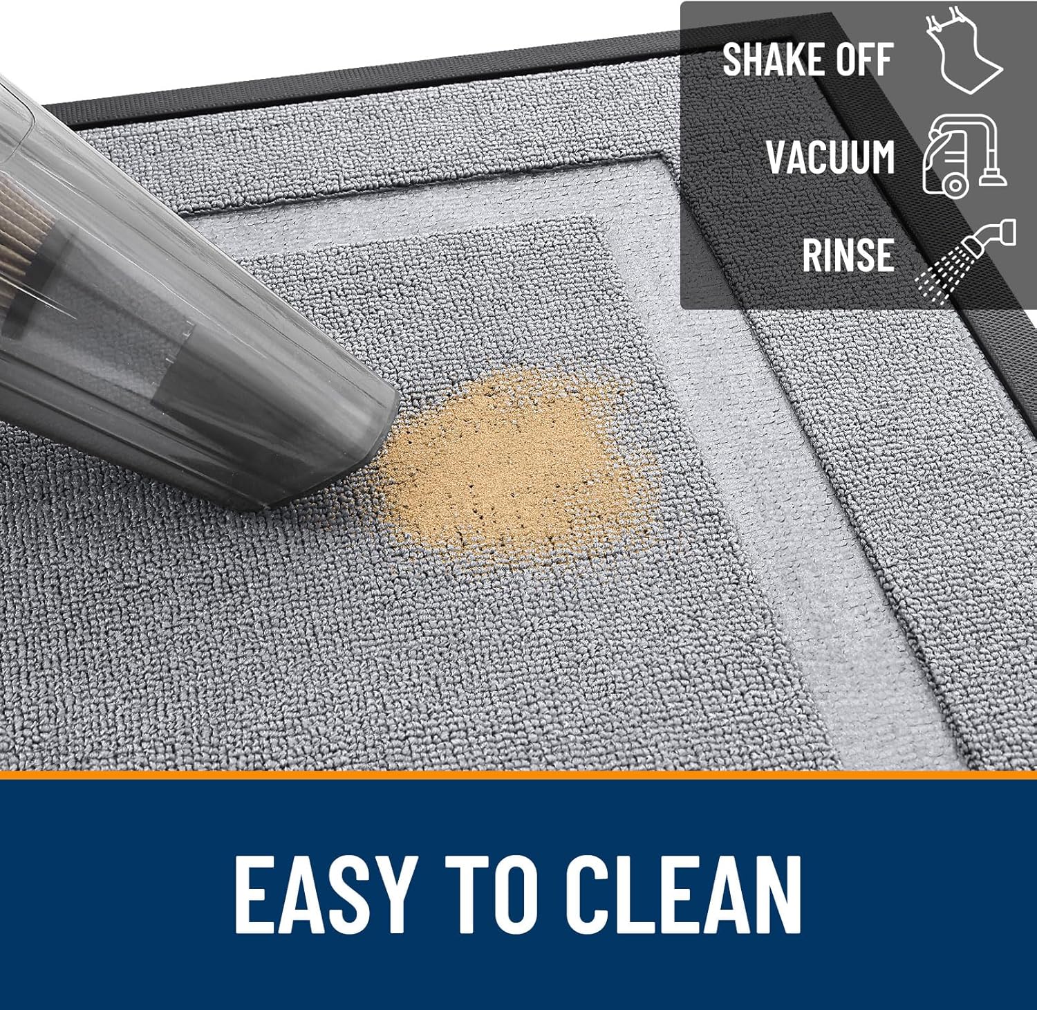 OLANLY Waterproof Front Door Mat - All-Season Indoor/Outdoor Doormat, Easy Clean, 35x23, Silver Gray