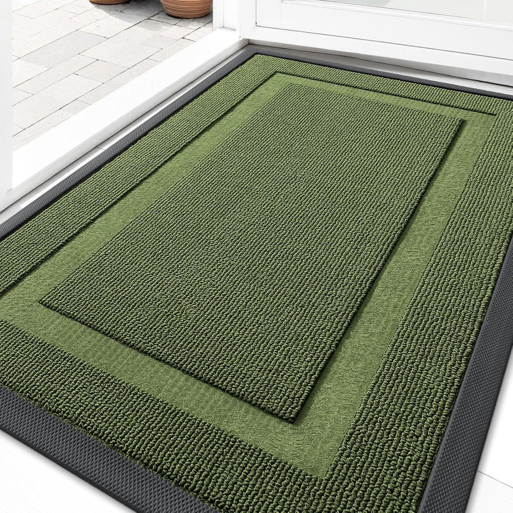 OLANLY Waterproof Front Door Mat - All-Season Indoor/Outdoor Doormat, Easy Clean, 29.5x17, Classic Green