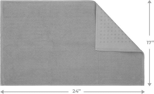 Cotton Paradise 100% Cotton Bath Mat - Soft, Absorbent & Quick-Dry | 17x24 Inch, Light Grey
