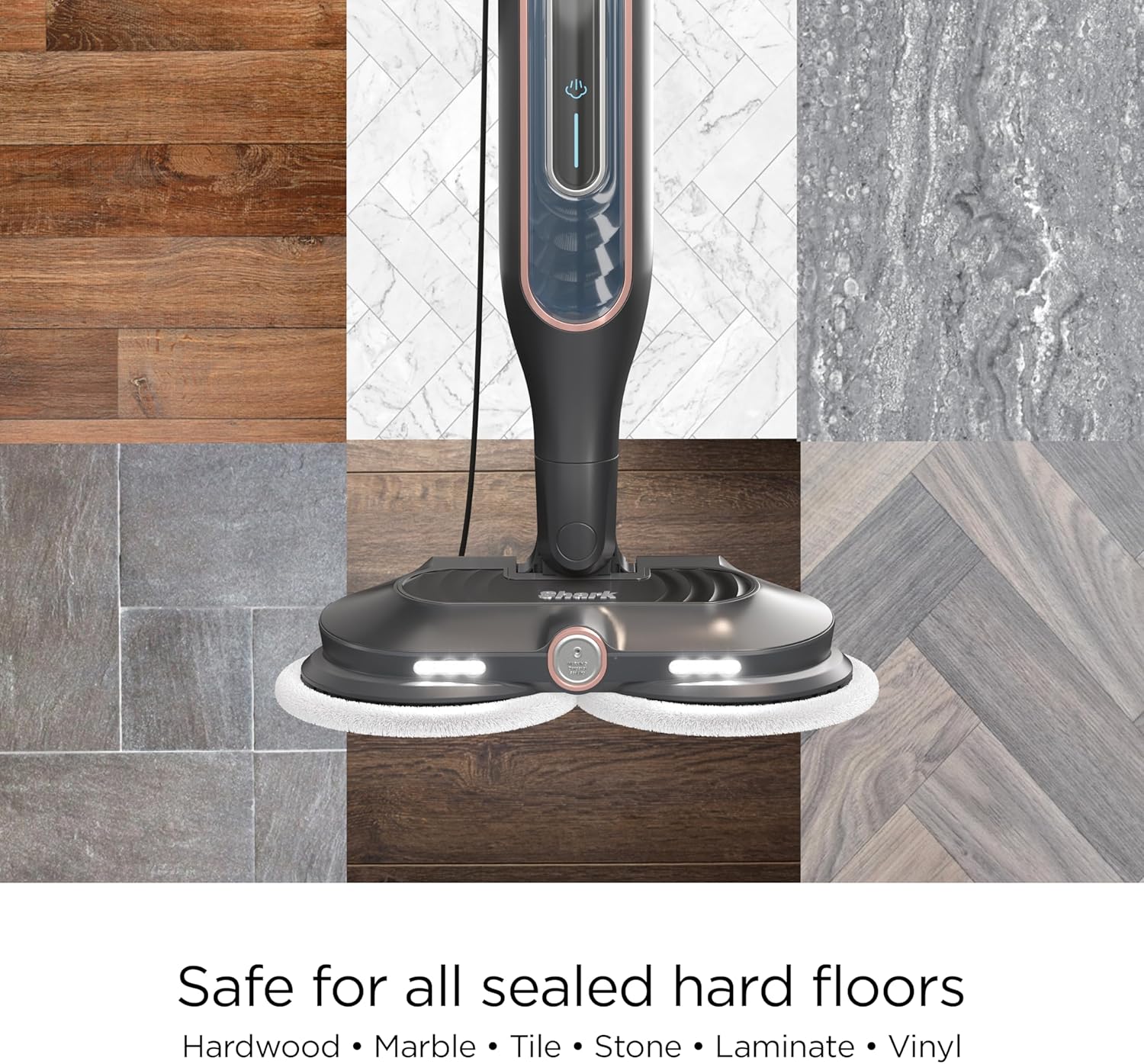 Shark Steam Mop S7201 - Powerful Scrubbing & Sanitizing | Gray/Rose Gold Finish